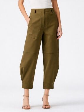 Tibi City Stretch Sculpted Pant Women's Size 2 Moss Casual Utility Minimal Chic